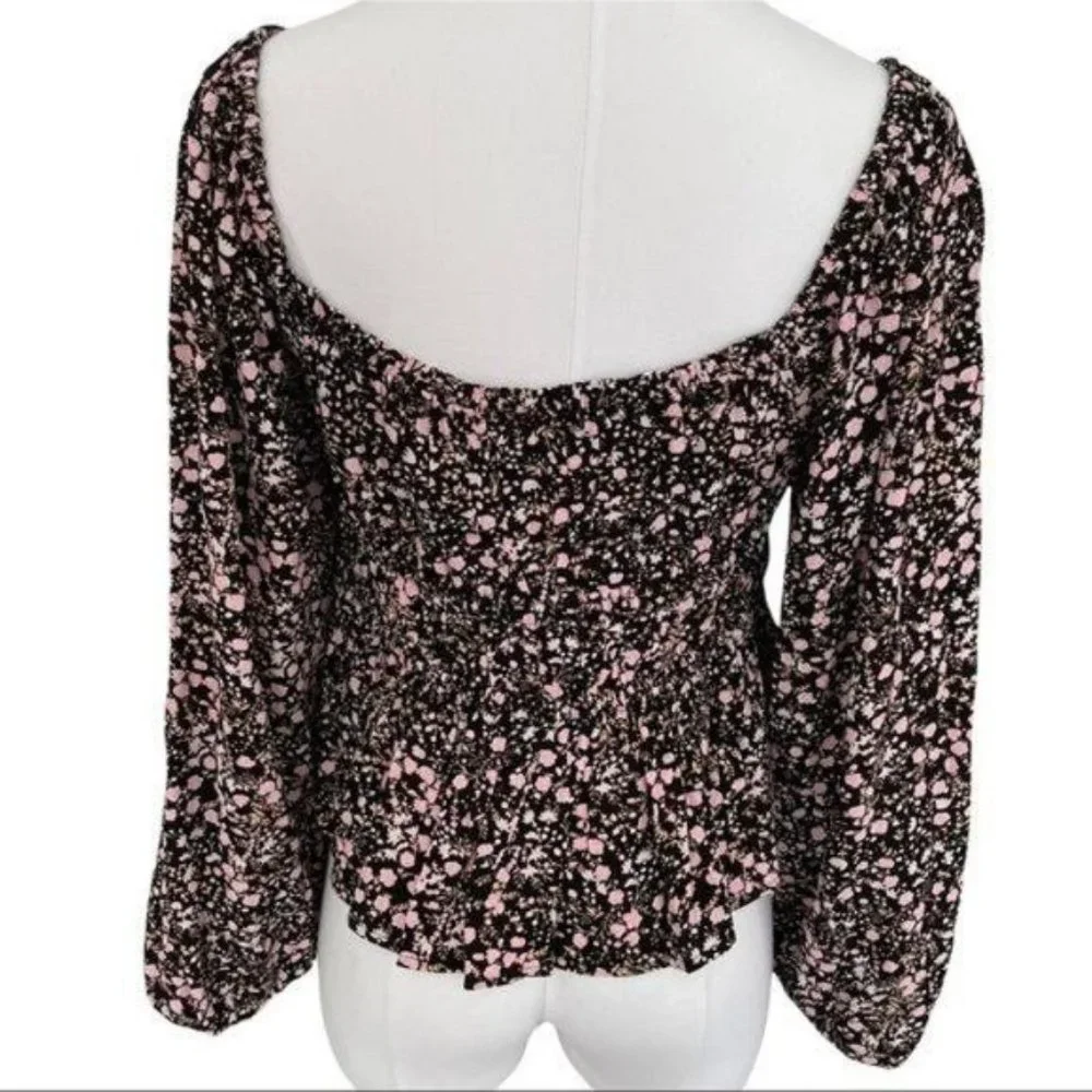 J. Crew Puff sleeve Drapey Crepe Top Fall Garden Floral Size M and L NWT